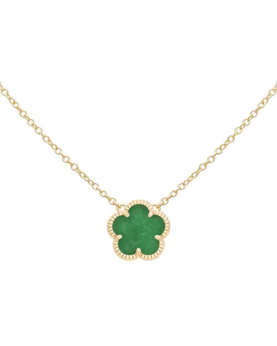 Jankuo Flower 14k Plated Jade Color Agate Pendant Necklace In Green