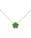Jankuo Flower 14k Plated Jade Color Agate Pendant Necklace