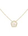 Jankuo Flower 14k Plated Lab-grown Mother-of-pearl Cz Pendant Necklace In Gold