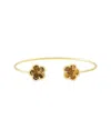 Jankuo Flower 14k Plated Leoparskin Jasper Cuff Bracelet In Gold