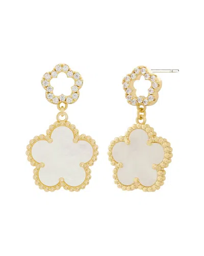 Jankuo Flower 14k Plated Mother-of-pearl Cz Post Backs Earrings
