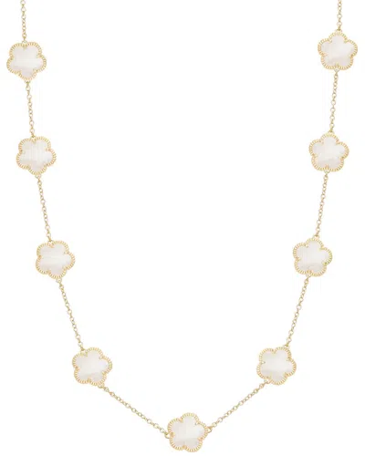 Jankuo Flower 14k Plated Mother Of Pearl Station Necklace In Multi