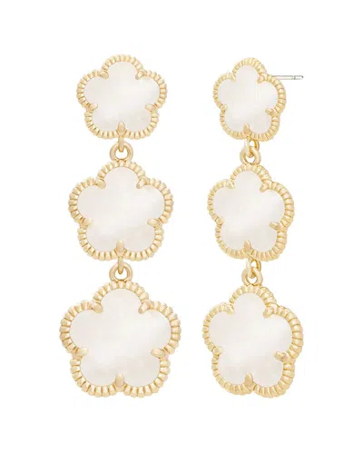 Jankuo Flower 14k Plated Mother-of-pearl Trapper Earrings In Gold