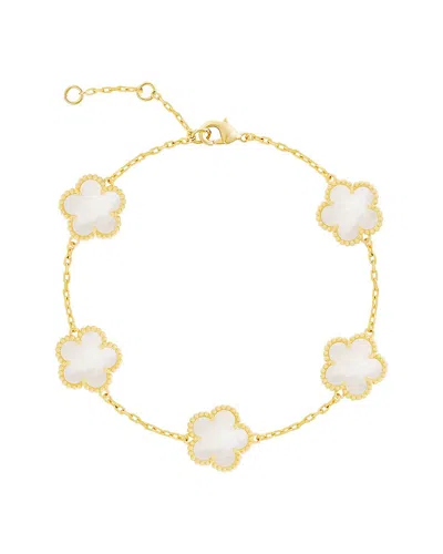 Jankuo Flower 14k Plated Mother-of-pearl Station Bracelet In Neutral