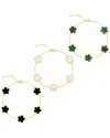Jankuo Flower 14k Plated Onyx Bracelet Set In Gold
