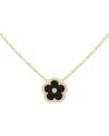 Jankuo Flower 14k Plated Onyx Cz Pendant Necklace