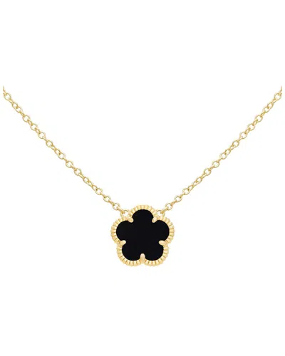 Jankuo Flower 14k Plated Onyx Pendant Necklace In Neutral