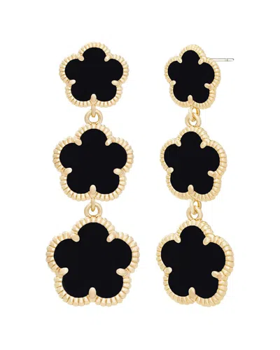 Jankuo Flower 14k Plated Onyx Trapper Earrings In Gold