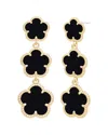 Jankuo Flower 14k Plated Onyx Trapper Earrings