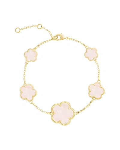 Jankuo Flower 14k Plated Pink Crystal Station Bracelet