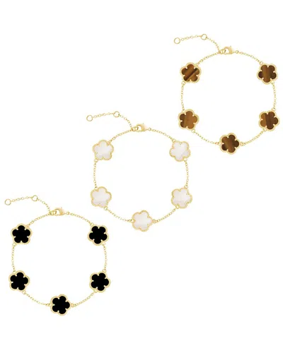 Jankuo Flower 14k Plated Set Of 3 Bracelet Set In Metallic