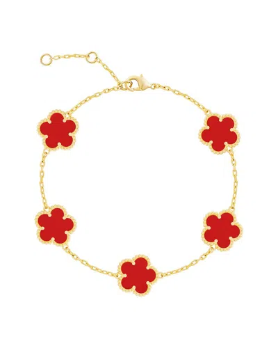 Jankuo Flower 14k Plated Station Bracelet In Red