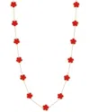 Jankuo Flower 14k Plated Synthetic Coral Color Stone Station Necklace
