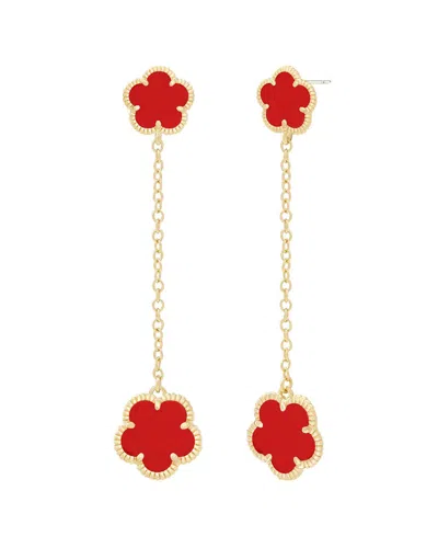 Jankuo Flower 14k Plated Synthetic Coral Post Earrings In Red