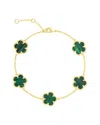 Jankuo Flower 14k Plated Synthetic Emerald Station Bracelet