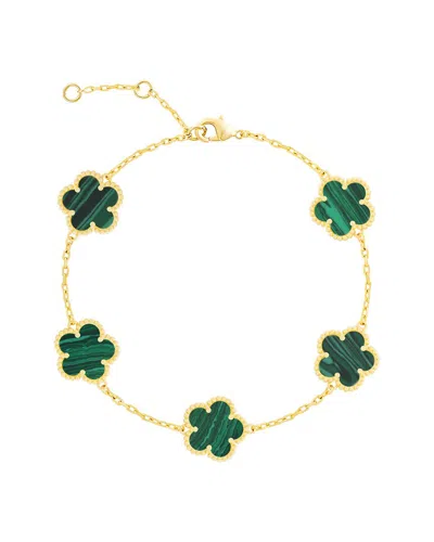 Jankuo Flower 14k Plated Synthetic Emerald Station Bracelet