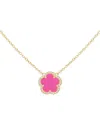 Jankuo Flower 14k Plated Synthetic Fuchsia Color Stone Cz Pendant Necklace