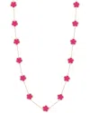 Jankuo Flower 14k Plated Synthetic Fuchsia Color Stone Station Necklace