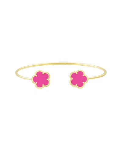 Jankuo Flower 14k Plated Synthetic Fuchsia Cuff Bracelet In Pink