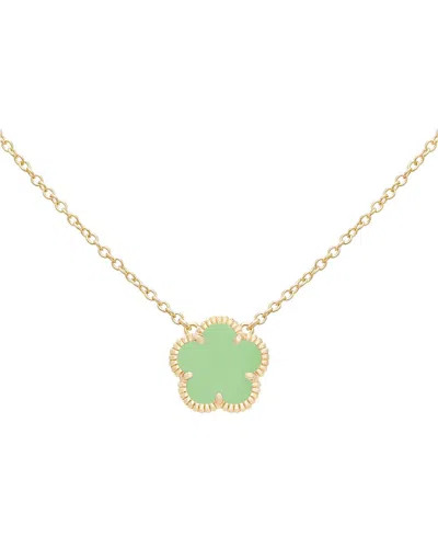 Jankuo Flower 14k Plated Synthetic Peridot Color Stone Pendant Necklace In Metallic