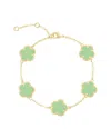 Jankuo Flower 14k Plated Synthetic Peridot Color Stone Station Bracelet
