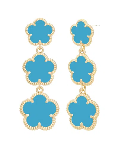 Jankuo Flower 14k Plated Synthetic Turquoise Trapper Earrings In Blue