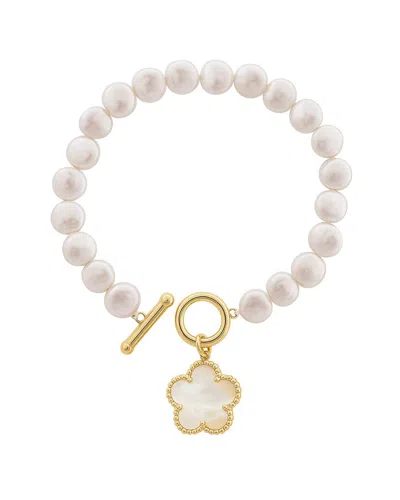 Jankuo Flower 14k Plated T-bar Bracelet In White