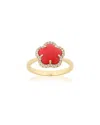 Jankuo Flower 14k Synthetic Coral Cz Statement Ring