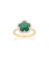 Jankuo Flower 14k Synthetic Emerald Cz Statement Ring