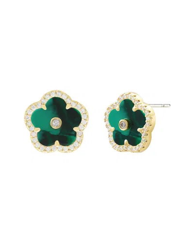 Jankuo Flower 14k Synthetic Emerald Cz Stud Earrings