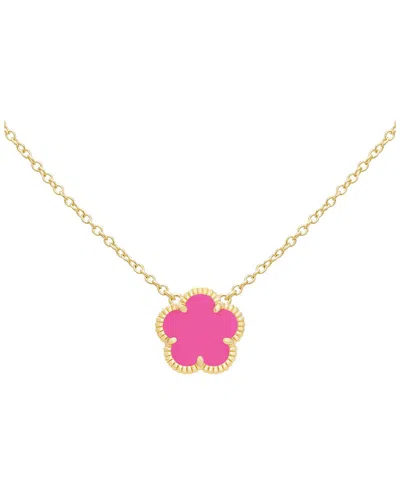 Jankuo Flower 14k Synthetic Fuchsia Pendant Necklace