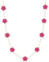 Jankuo Flower 14k Synthetic Fuchsia Station Necklace