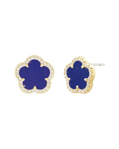 Jankuo Flower 14k Synthetic Sapphire Cz Stud Earrings