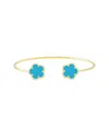Jankuo Flower 14k Synthetic Turquoise Cuff Bracelet
