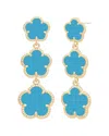 Jankuo Flower 14k Synthetic Turquoise Trapper Earrings