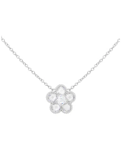 Jankuo Flower Cz Pendant Necklace In Silver
