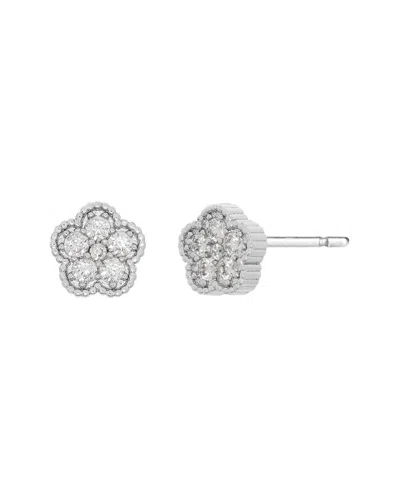 Jankuo Flower Cz Stud-post Earrings In Metallic