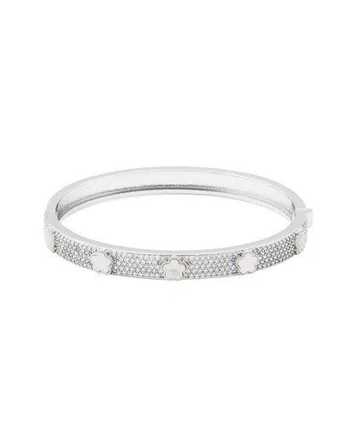 Jankuo Flower Plated Cz Bangle Bracelet In Metallic