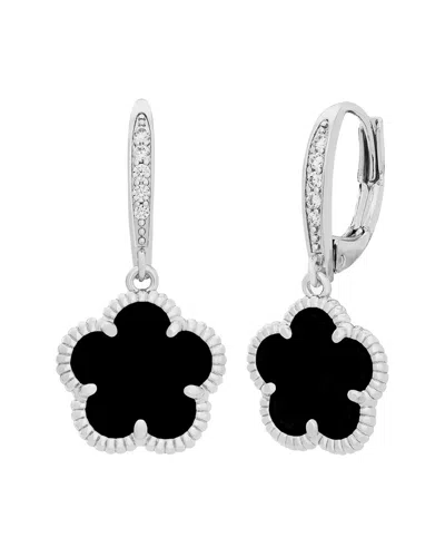 Jankuo Flower Plated Onyx Cz Leverback Drop Earrings In Brown