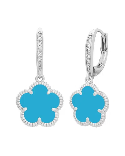 JANKUO JANKUO FLOWER SYNTHETIC TURQUOISE CZ DROP EARRINGS