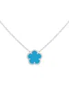 Jankuo Flower Synthetic Turquoise Pendant Necklace