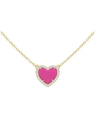 Jankuo Heart 14k Plated Cz Pendant Necklace In Gold