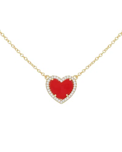 Jankuo Heart 14k Plated Cz Pendant Necklace In Gold