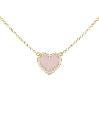 Jankuo Heart 14k Plated  Cz Pendant Necklace In White
