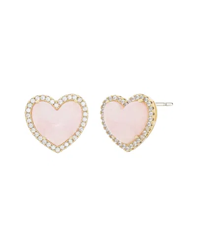 Jankuo Heart 14k Plated Cz Stud Post Earrings In Pink