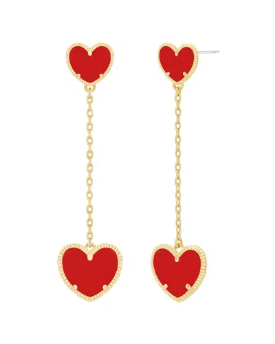Jankuo Heart 14k Plated Long Drop Post Earrings In Gold