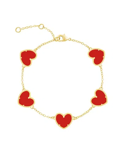 Jankuo Heart 14k Plated Station Bracelet In Gold