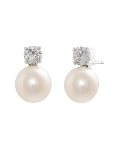 Jankuo 10mm Pearl Cz Fresh Water Pearl Earrings In Pink