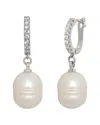 Jankuo Plated 10-11mm Pearl Cz Drop Earrings In Silver