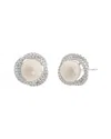 Jankuo Plated 10mm Pearl Cz Post Back Stud Earrings In Silver